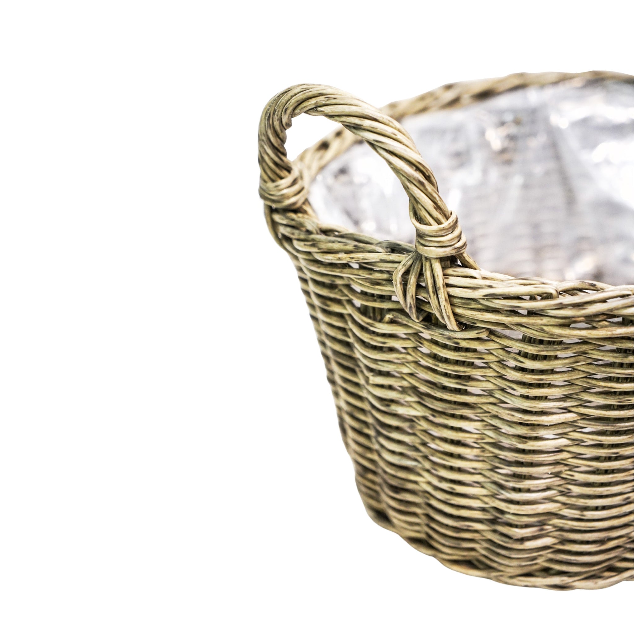 Polyrattan Lined Basket Natural Small