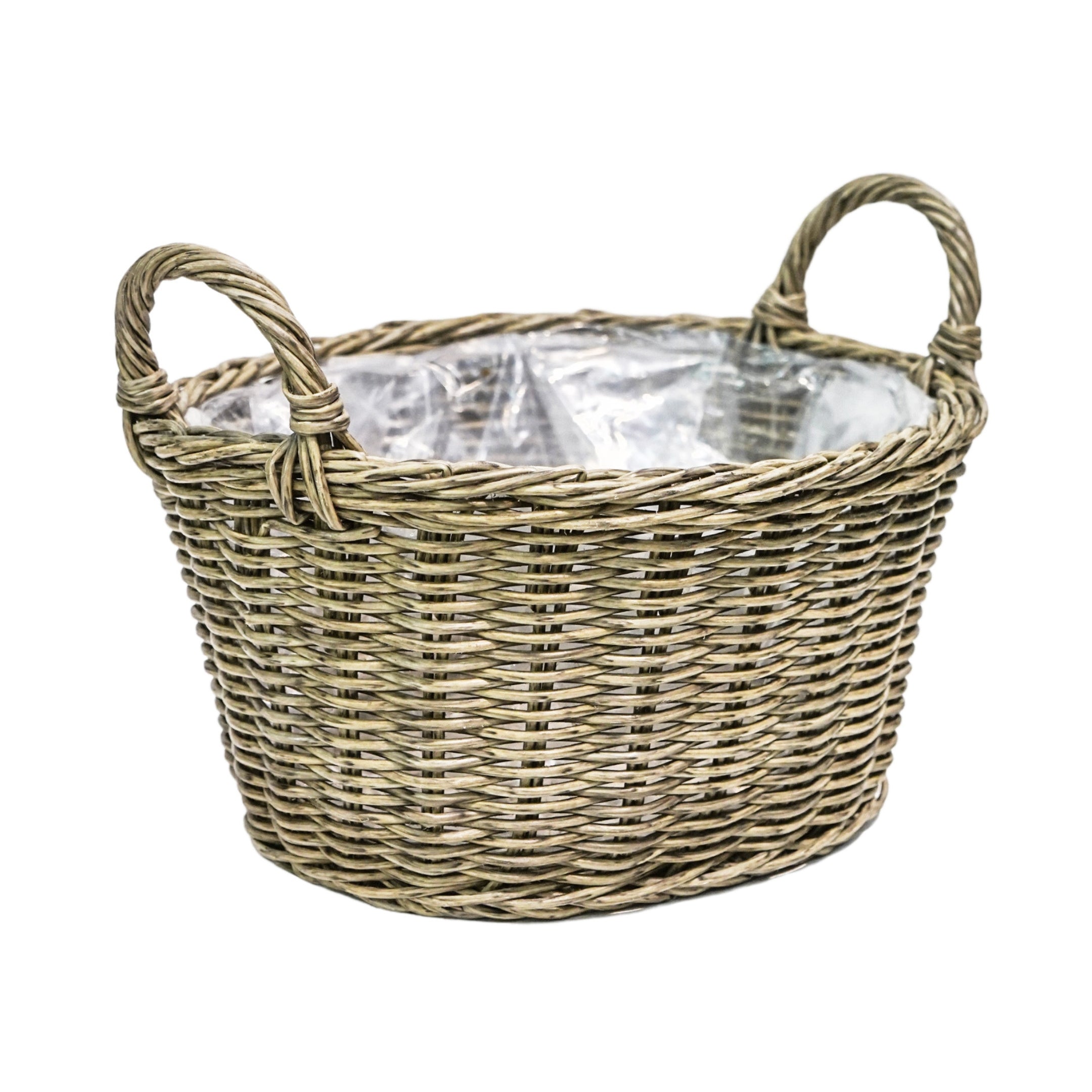 Polyrattan Lined Basket Natural Large