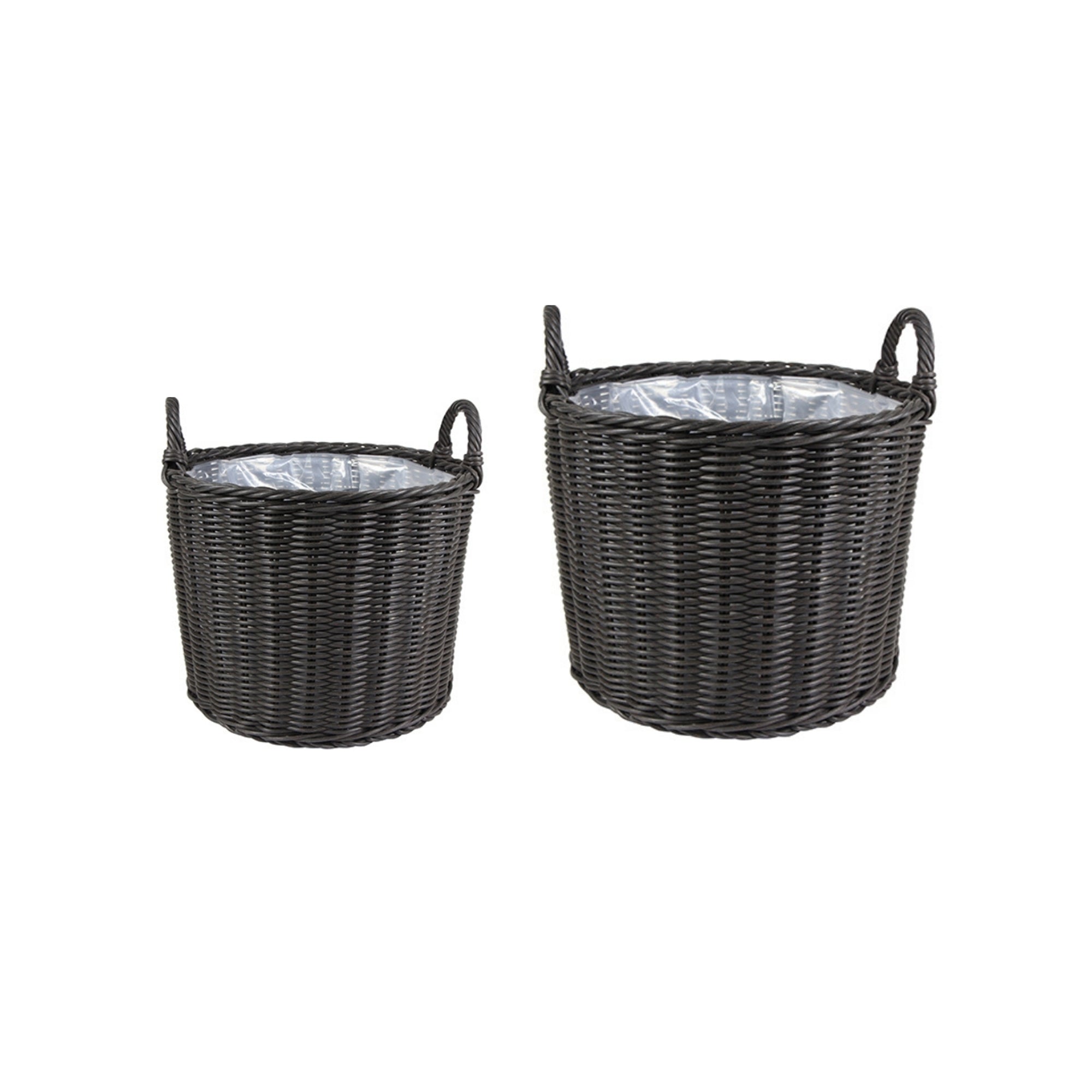 Polyrattan Lined Planters Willow Set of 2