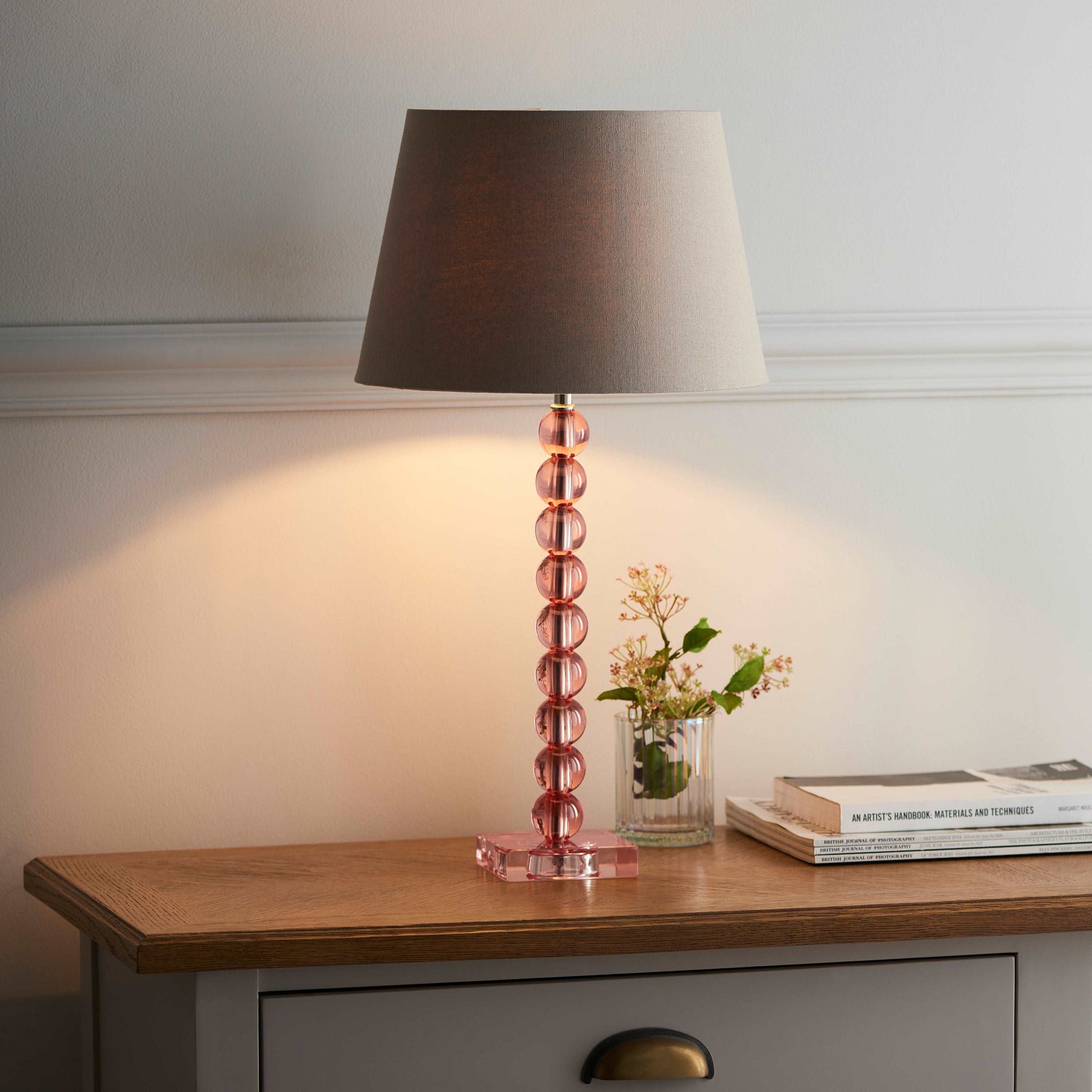 Ardelle Single Light Table Lamp Blush Tinted Base Only