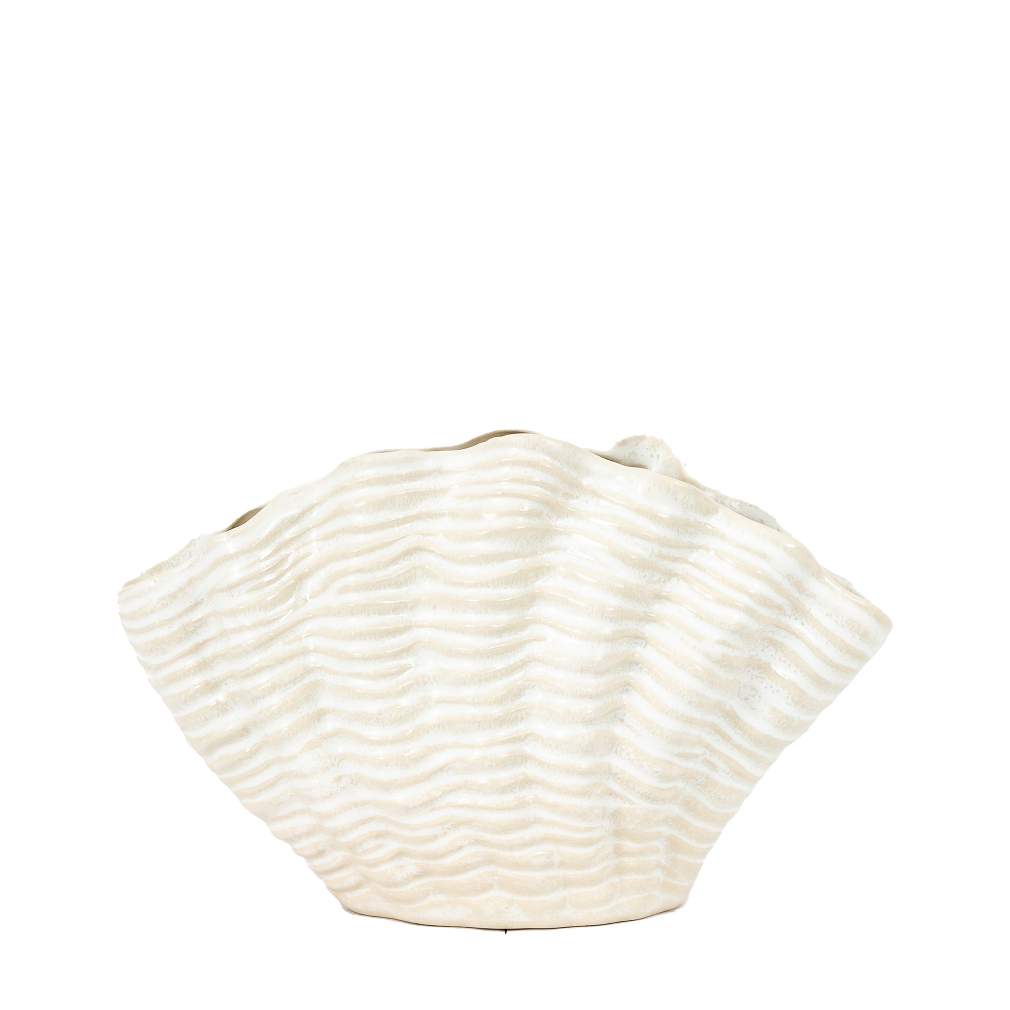 Clam Vase Small Reactive White