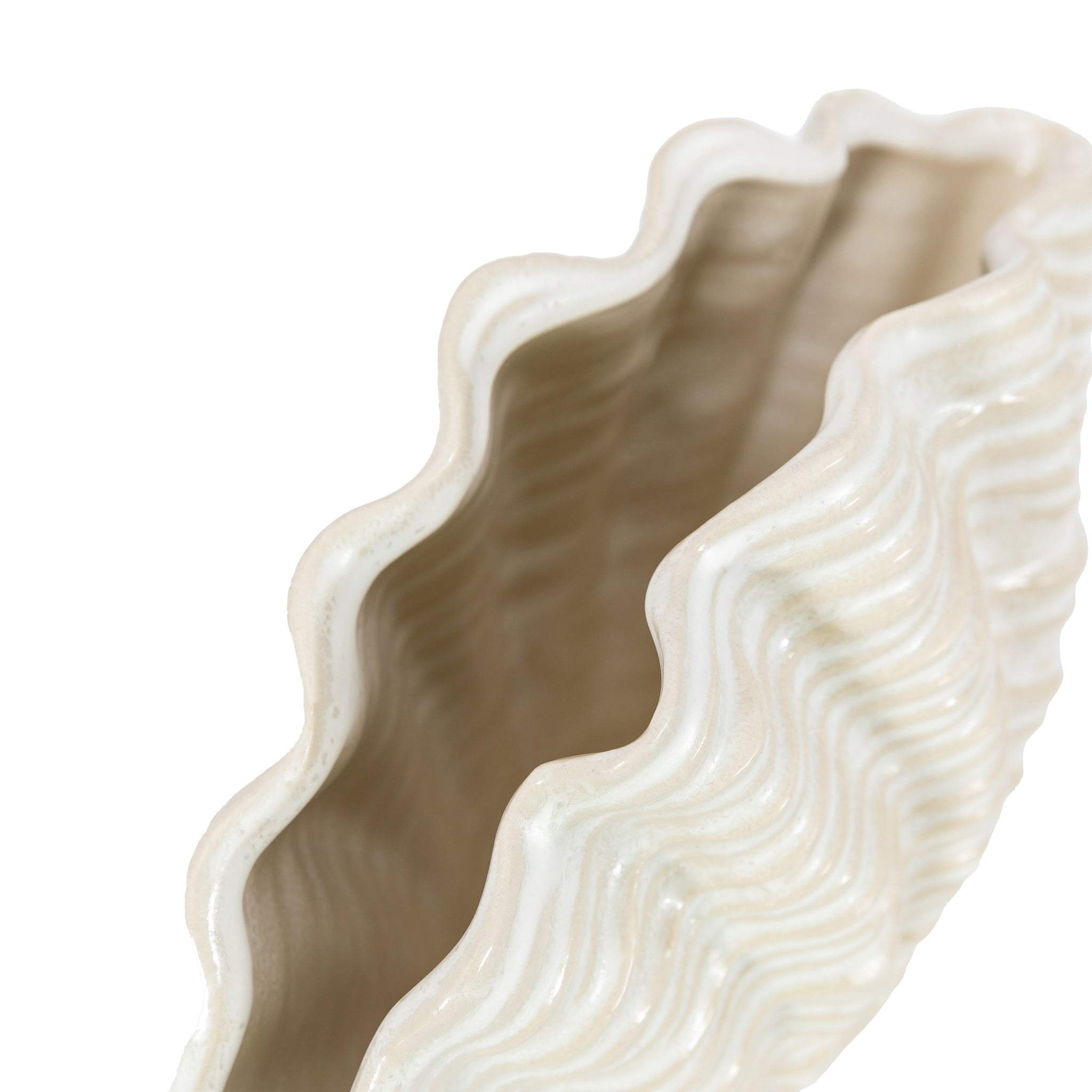 Clam Vase Small Reactive White