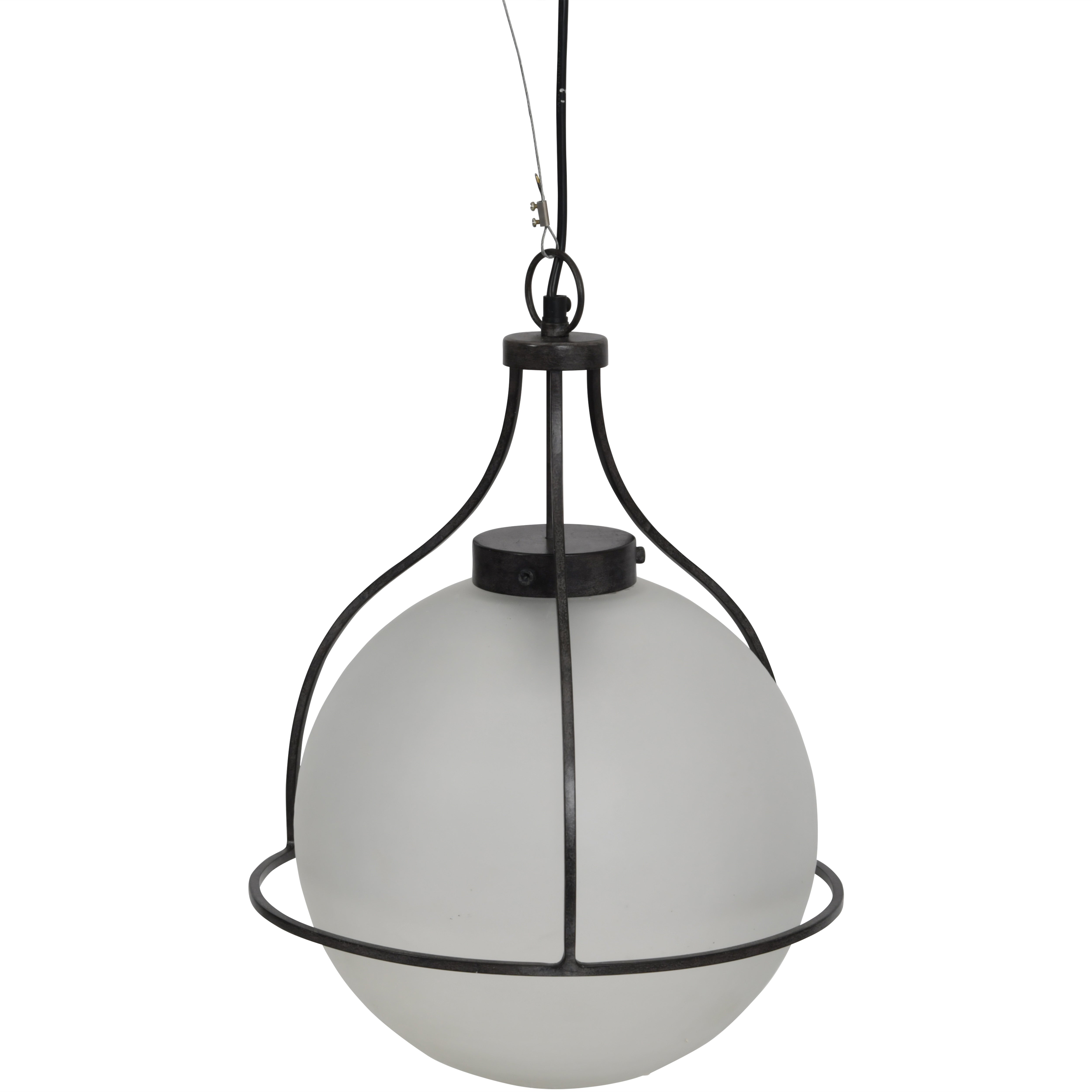 Venus Globe Pendant Oak Wood Finish Frosted Glass – E27 60W