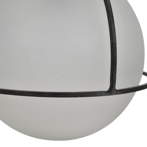 Venus Globe Pendant Oak Wood Finish Frosted Glass – E27 60W