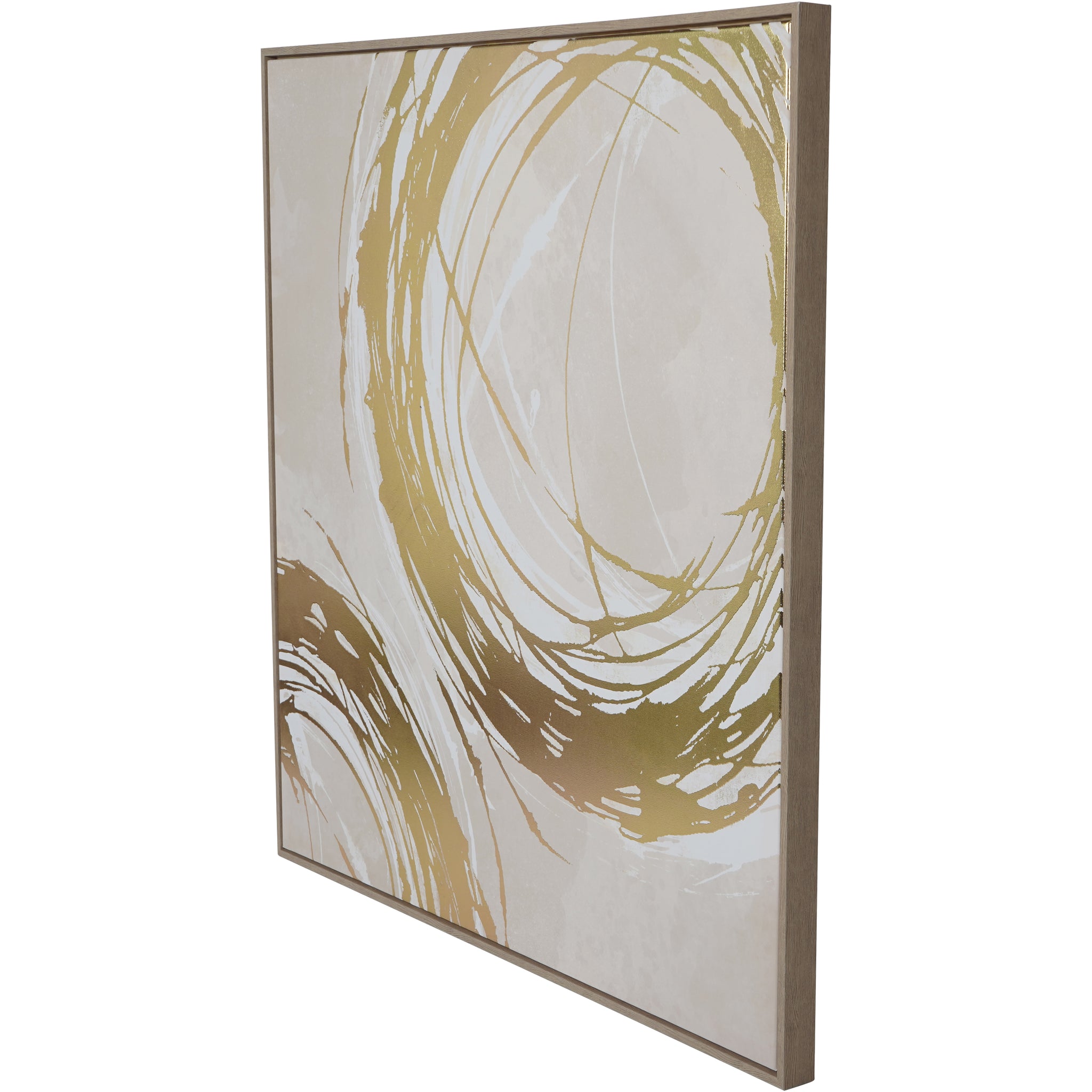 Golden Foil Circles Framed Canvas 100x100cm