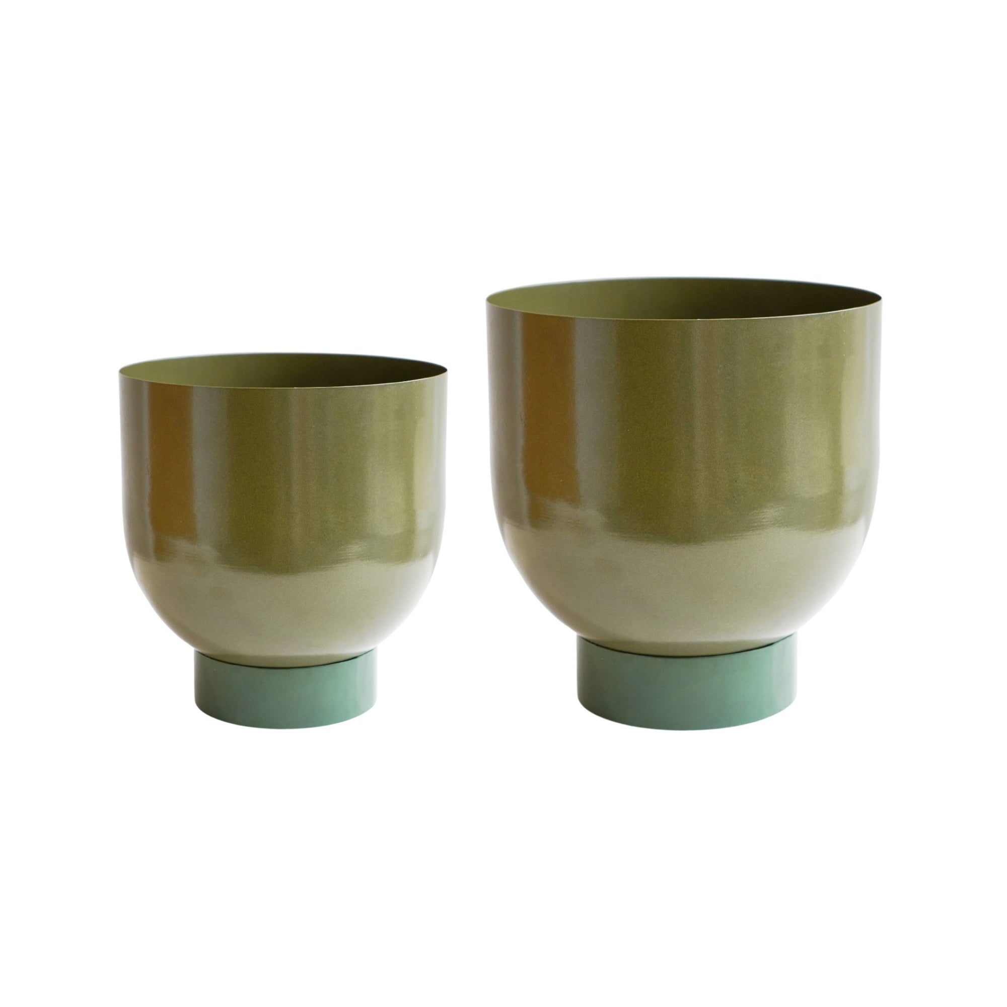 Austin Dual Green Metal Planters Set of 2