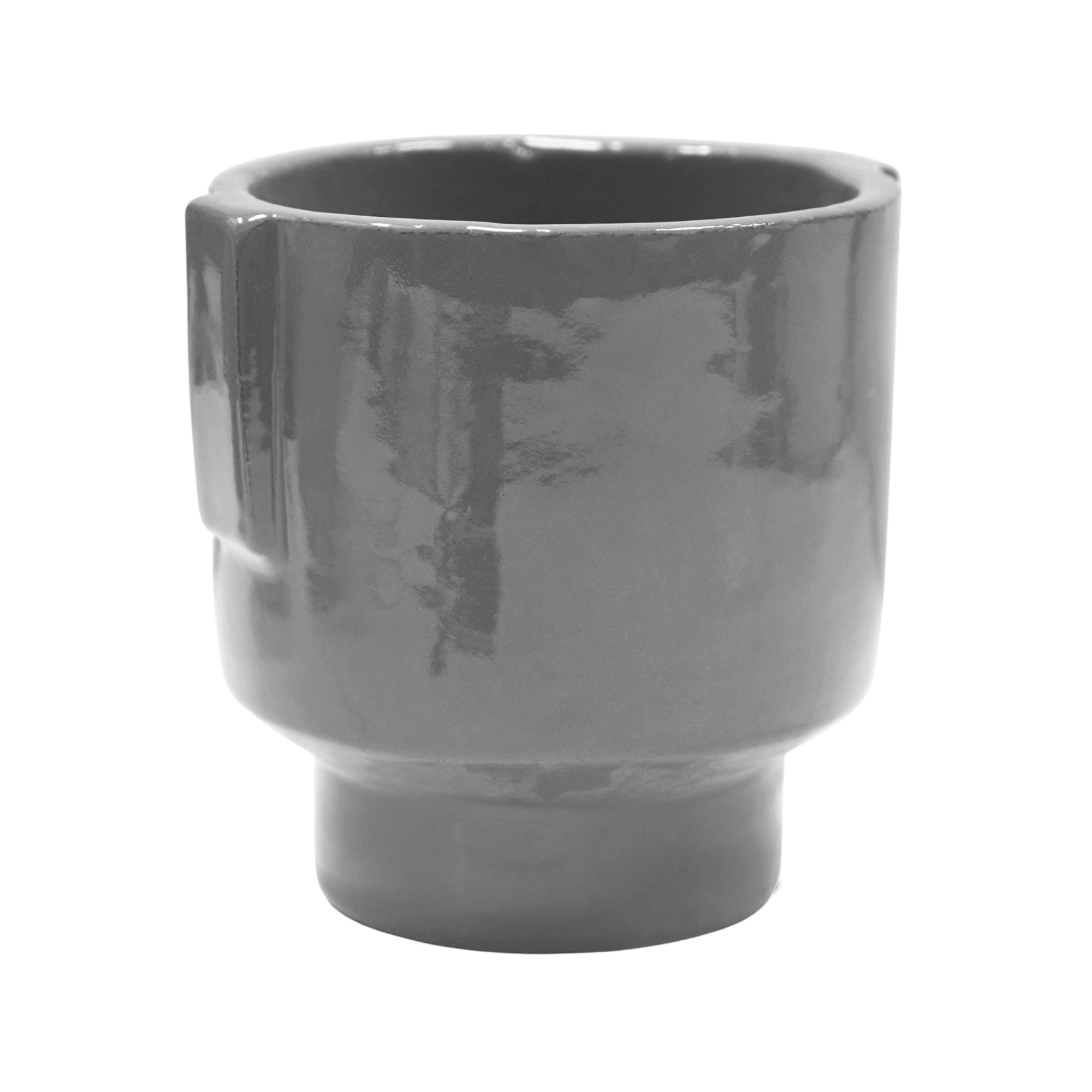 Aries Glazed handles planter Charcoal Small