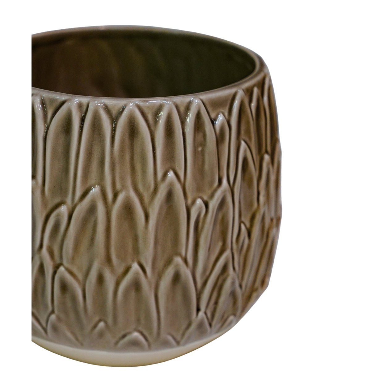 Arles Leaf Embossed Mocha Planter Small