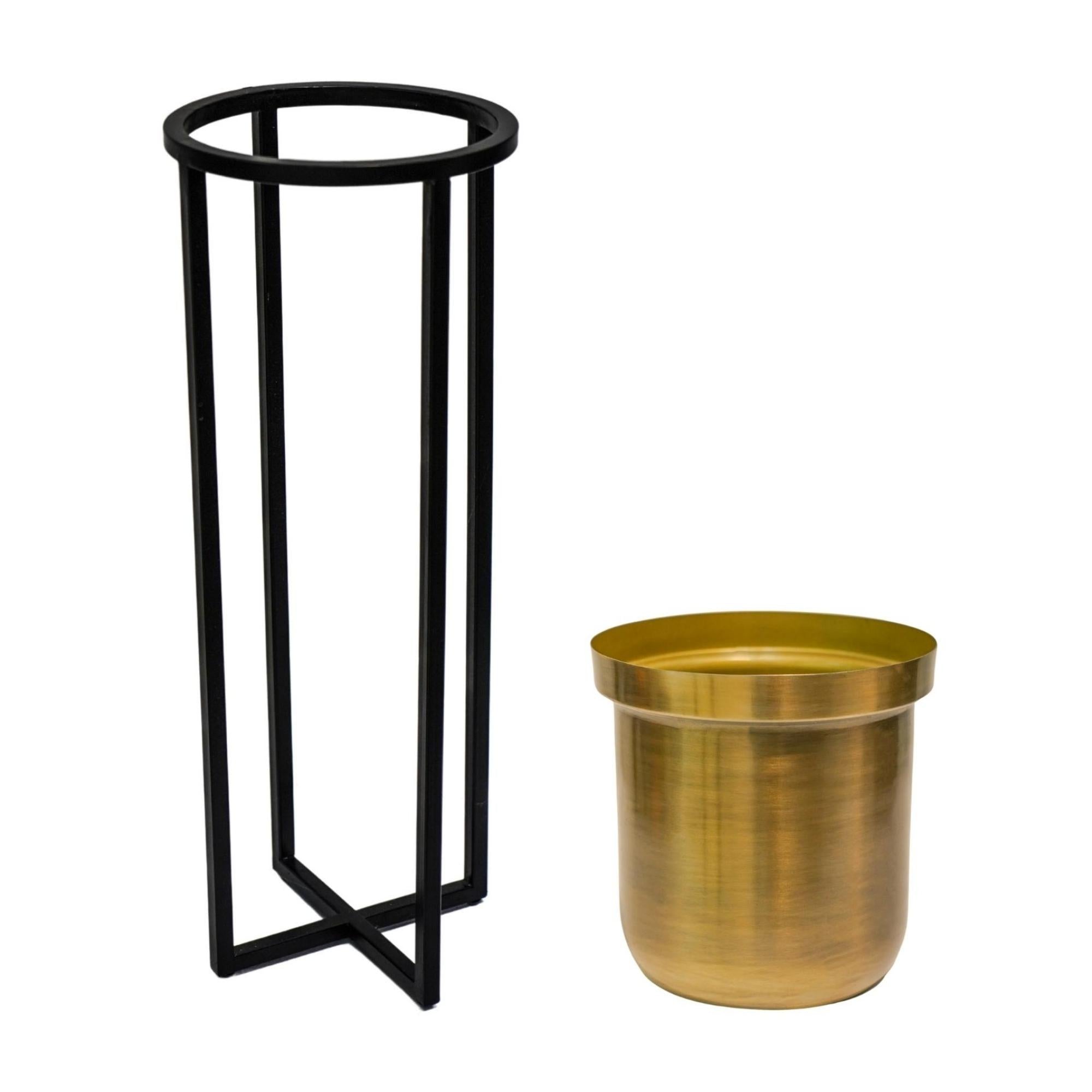 Calla Planter Stand Black / Antique Gold Small