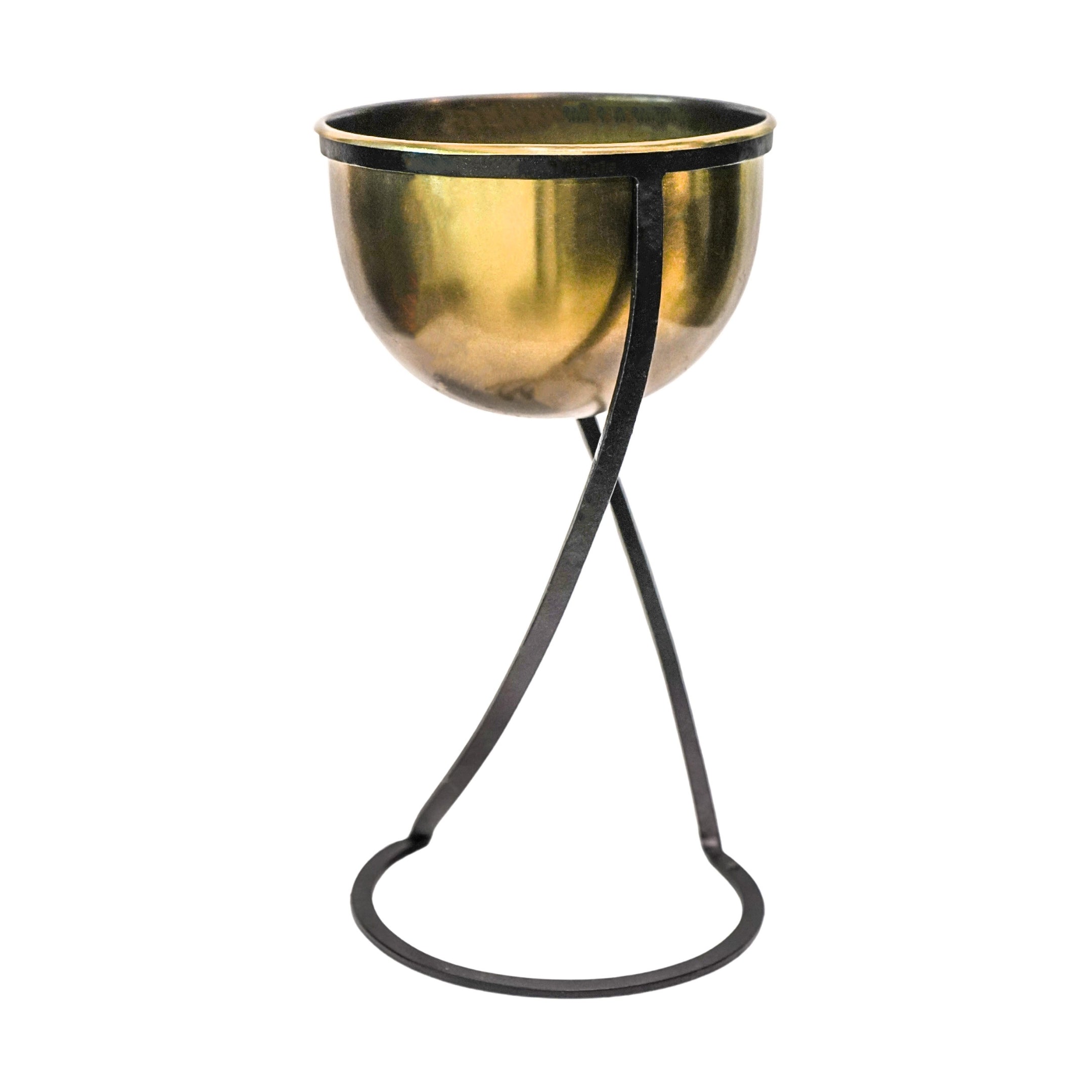 Indoor KensIngton Tall Brass Metal Round Planter On Stand