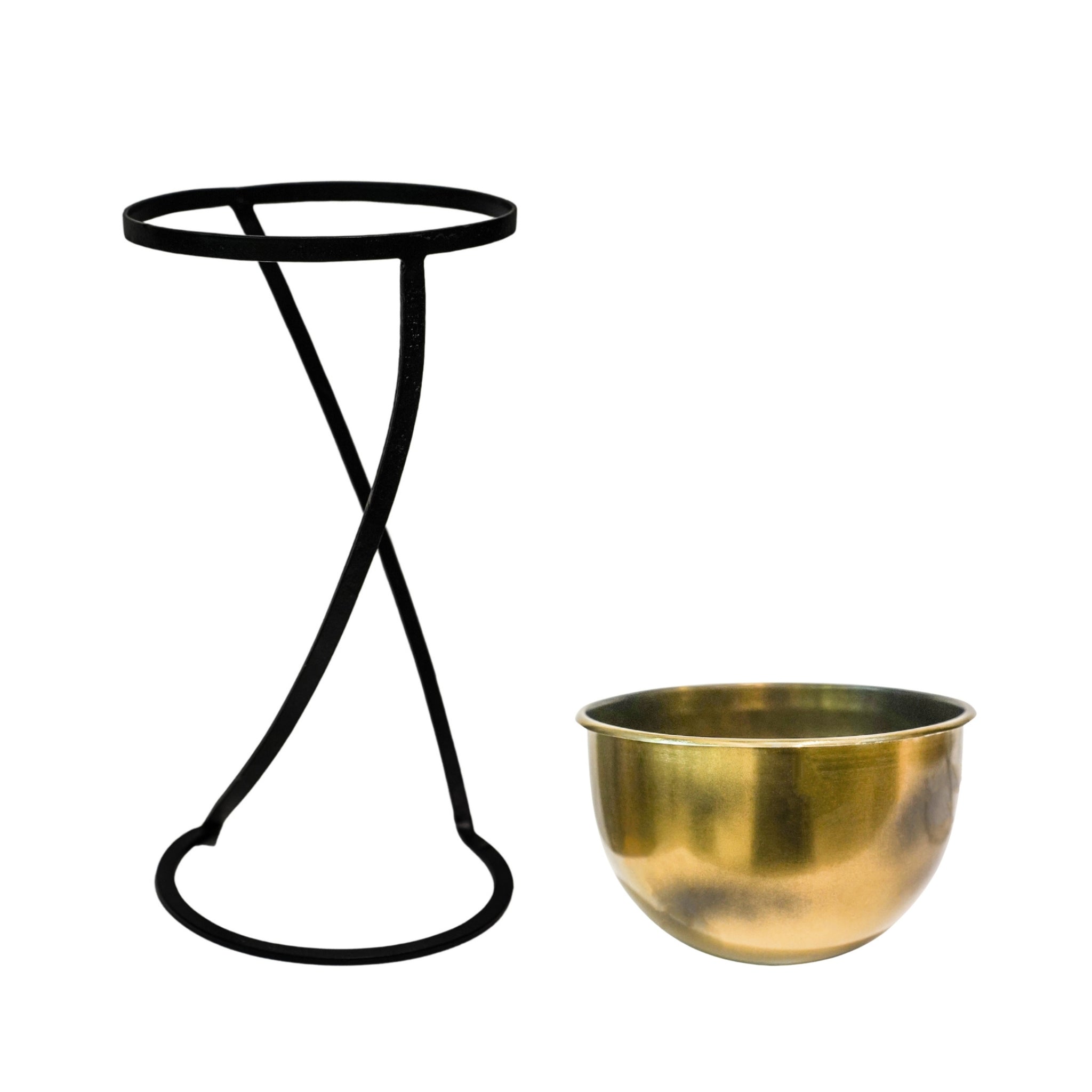 Indoor KensIngton Tall Brass Metal Round Planter On Stand