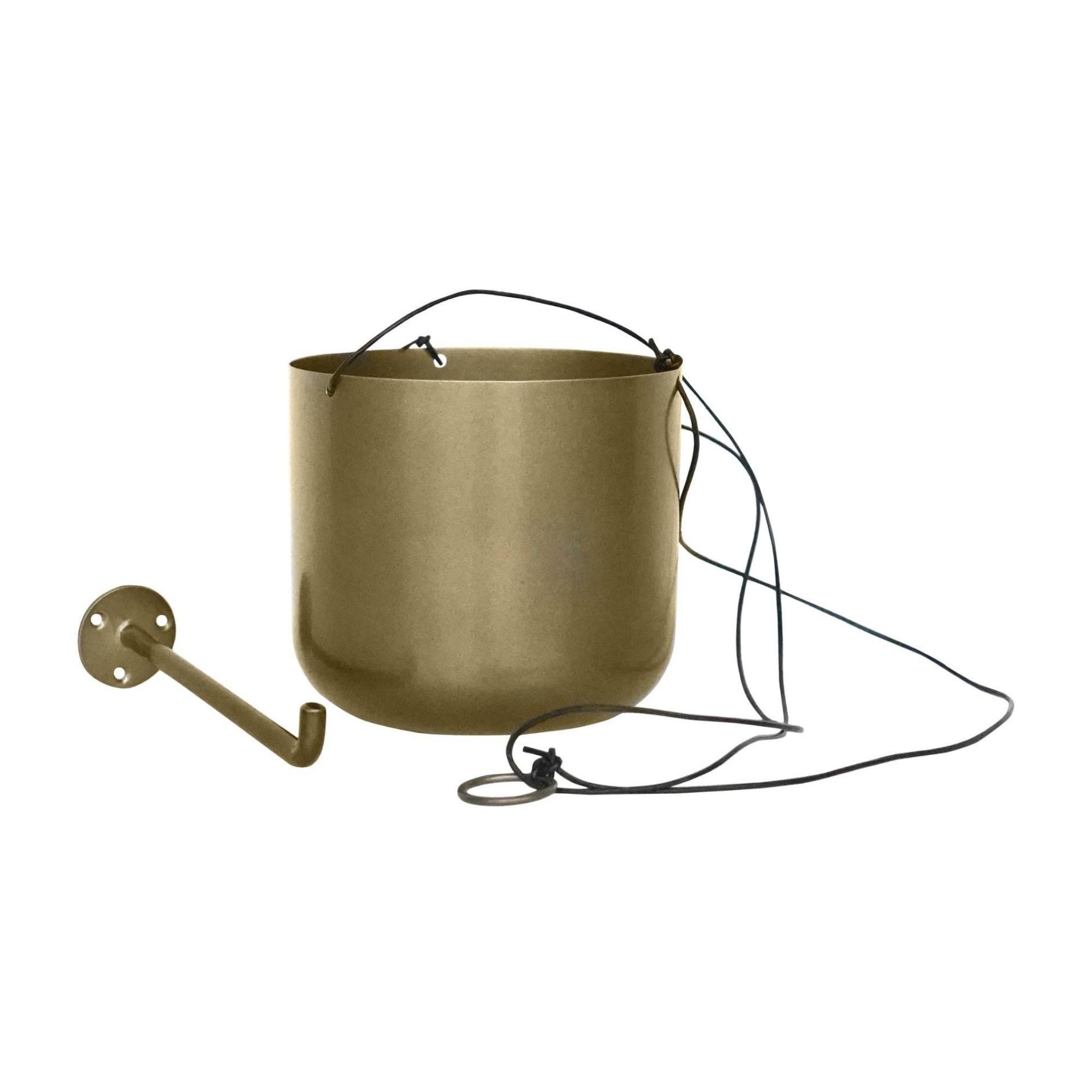 Kew Matt Brass Hanging Planter Large With Hook