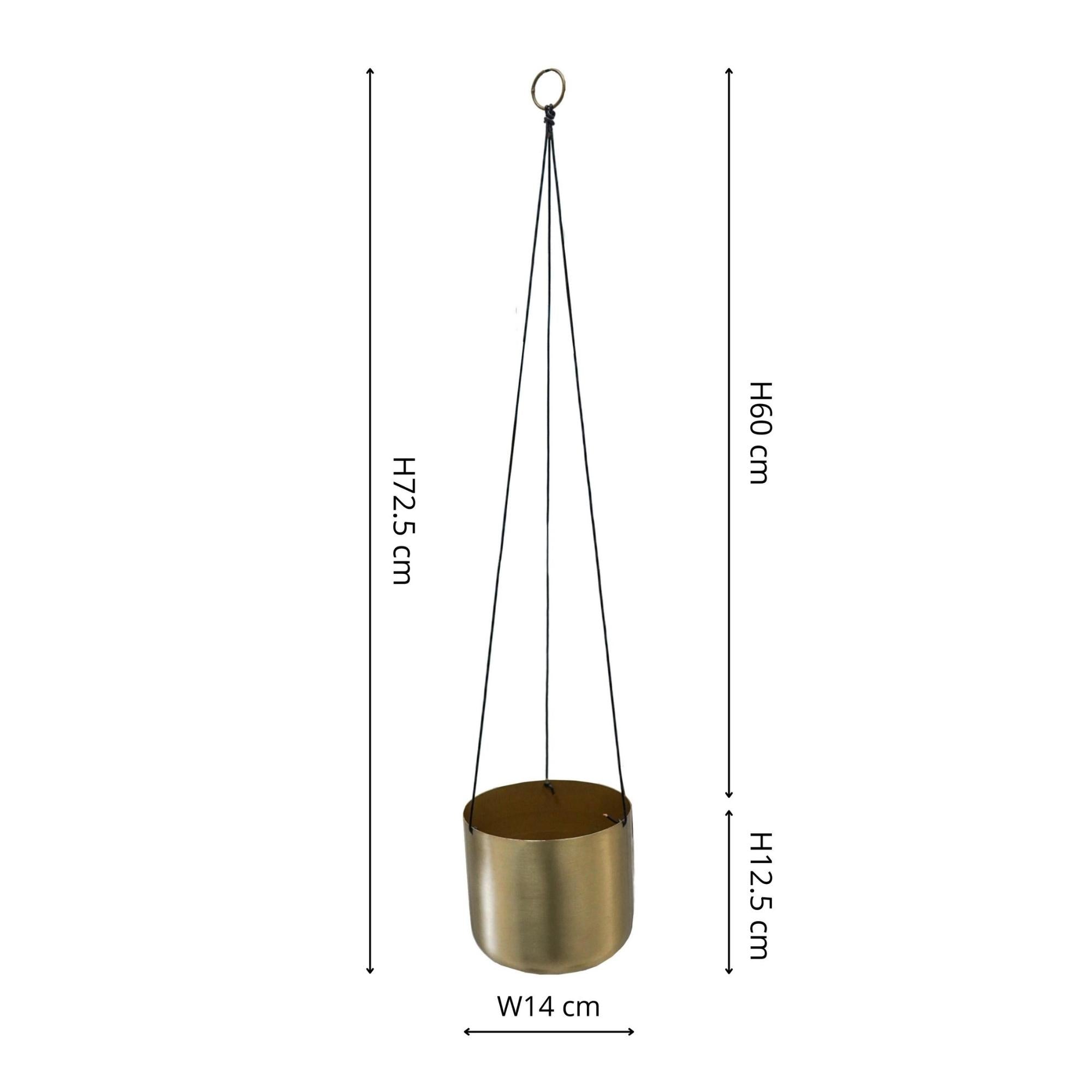 Kew Matt Brass Hanging Planter Small With Hook