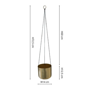 Kew Matt Brass Hanging Planter Small With Hook