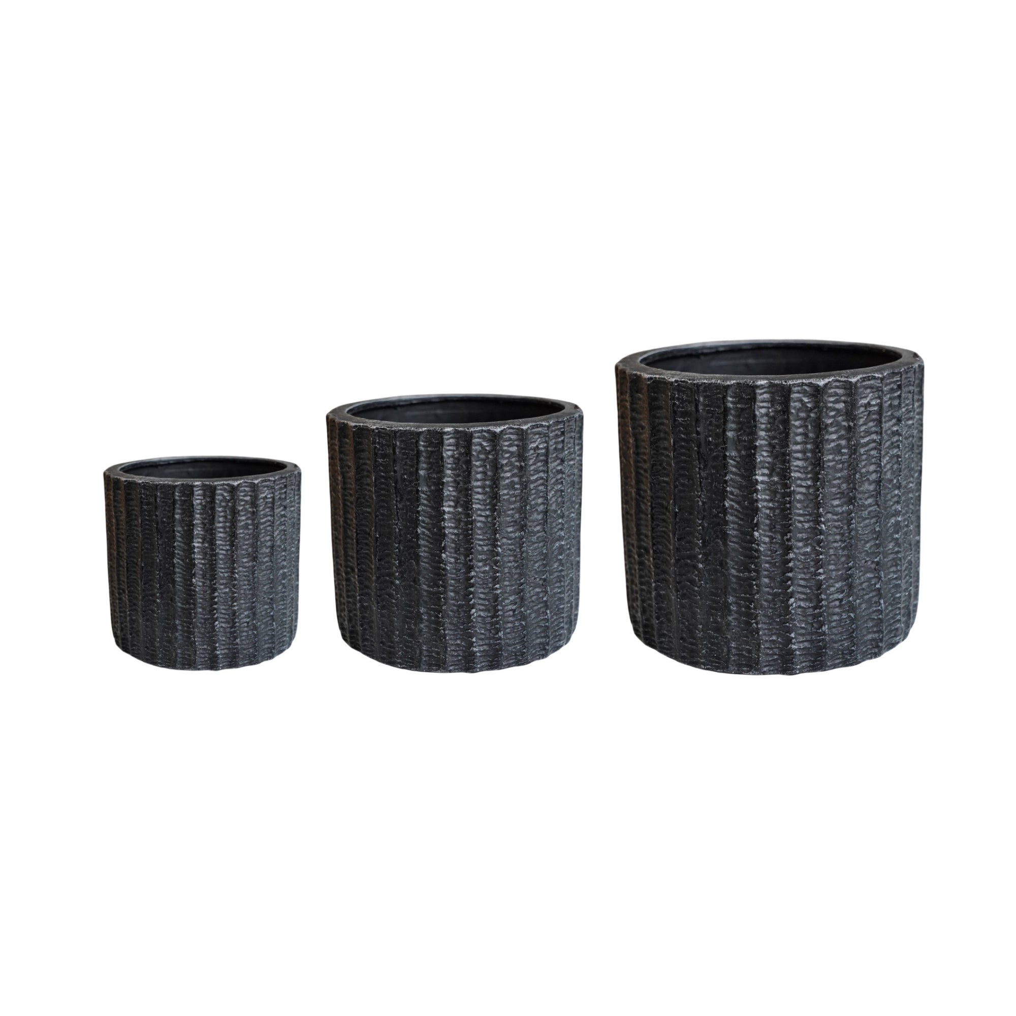 Outdoor Charleston Textured Antracite Planter Set of 3