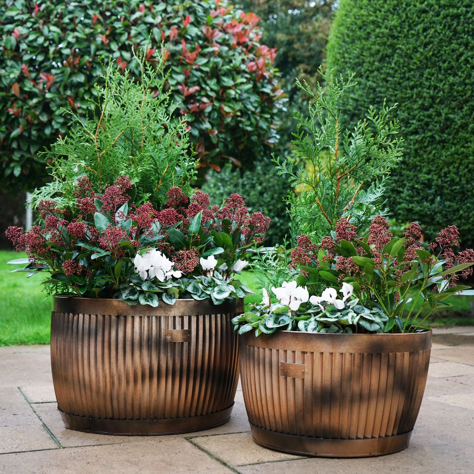 Outdoor Hampton Copper Bowl Planter Set of 2