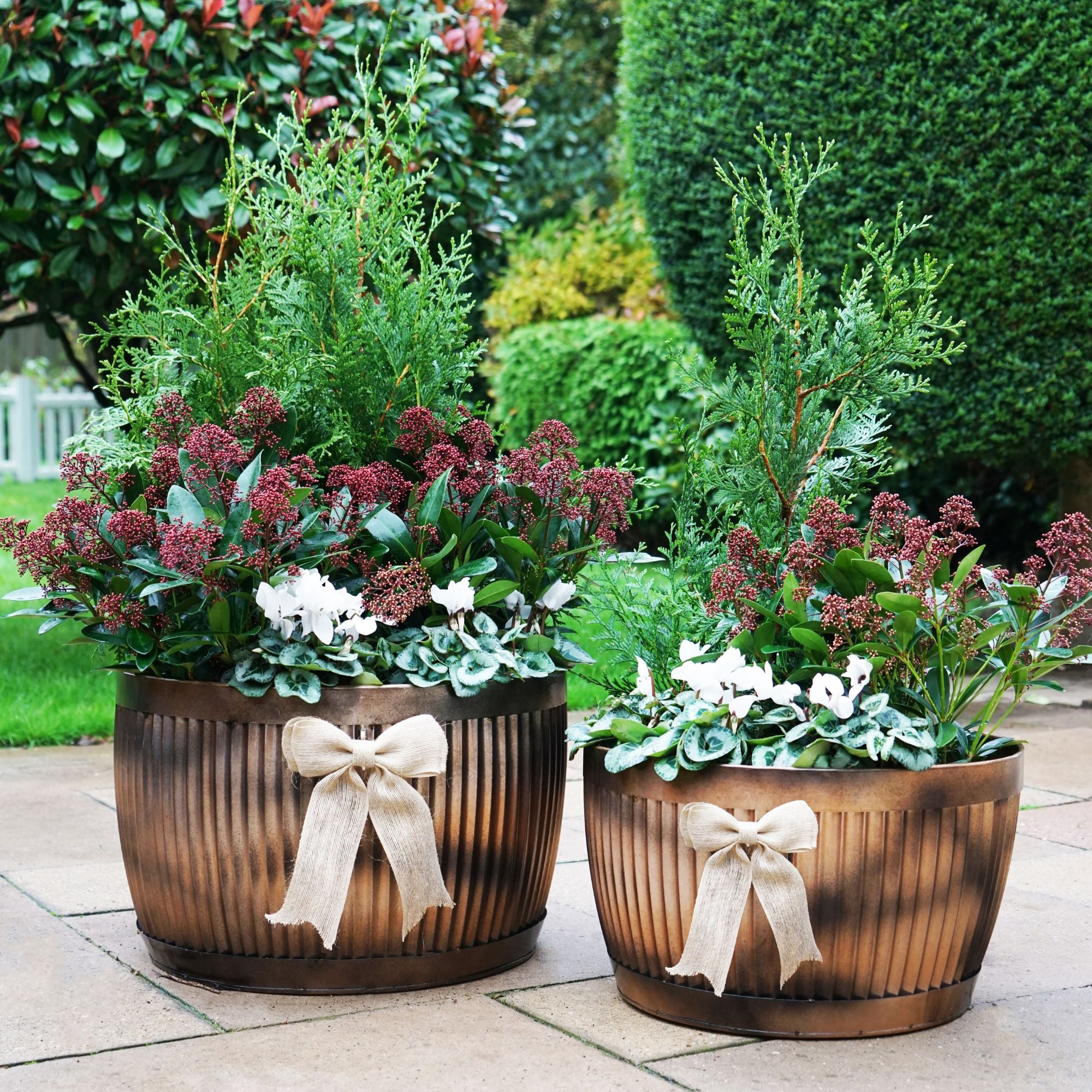 Outdoor Hampton Copper Bowl Planter Set of 2