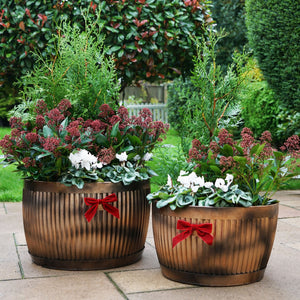 Outdoor Hampton Copper Bowl Planter Set of 2