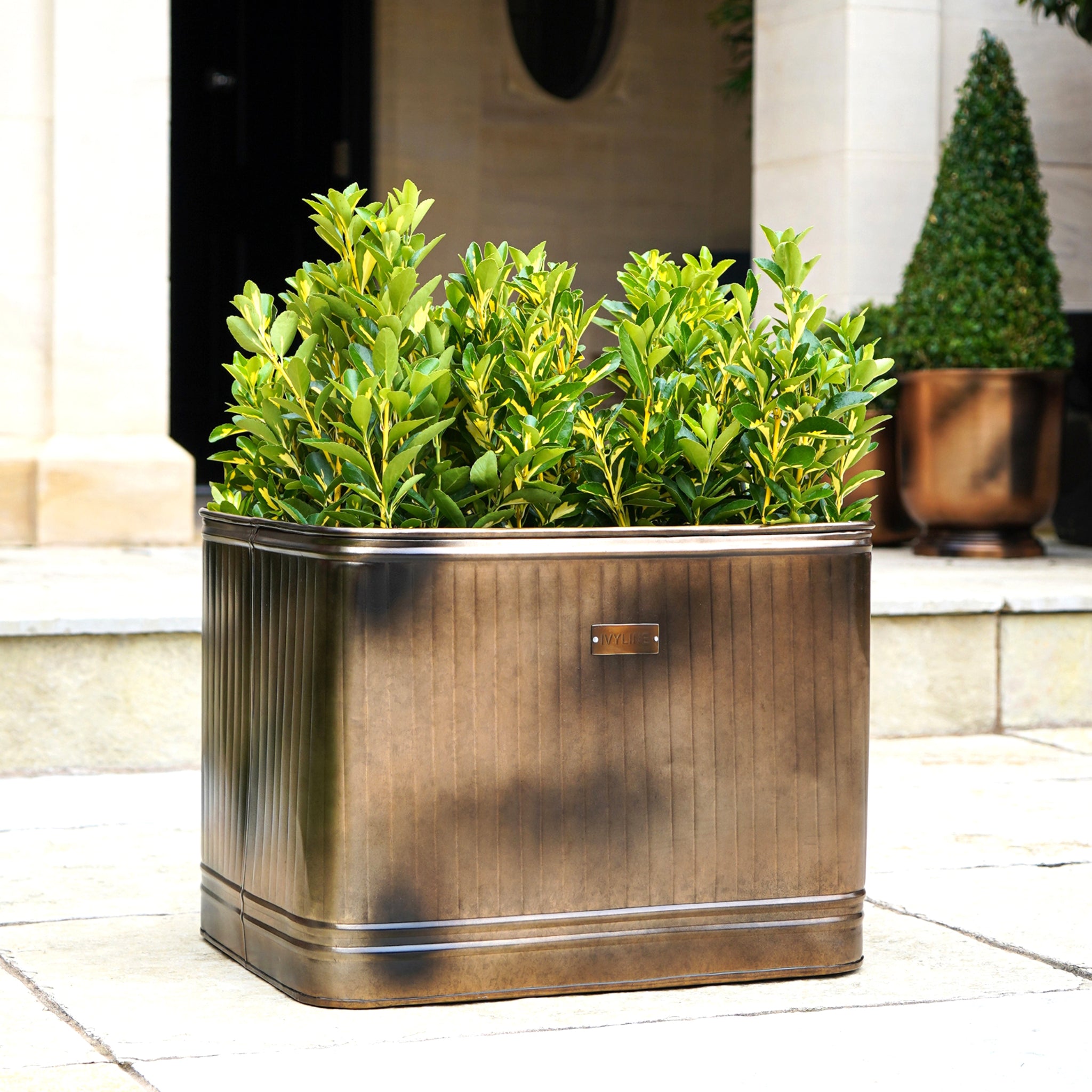 Outdoor Hampton Rectangular Copper Metal Planter Large