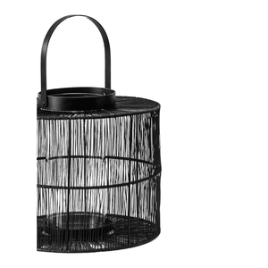 PortofIno Wirework Lantern With Glass Insert Black Small