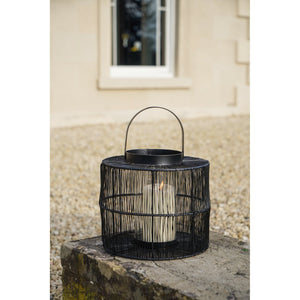 PortofIno Wirework Lantern With Glass Insert Black Small