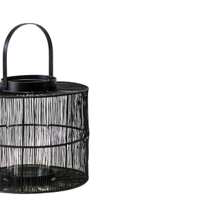 PortofIno Wirework Lantern With Glass Insert Black Small