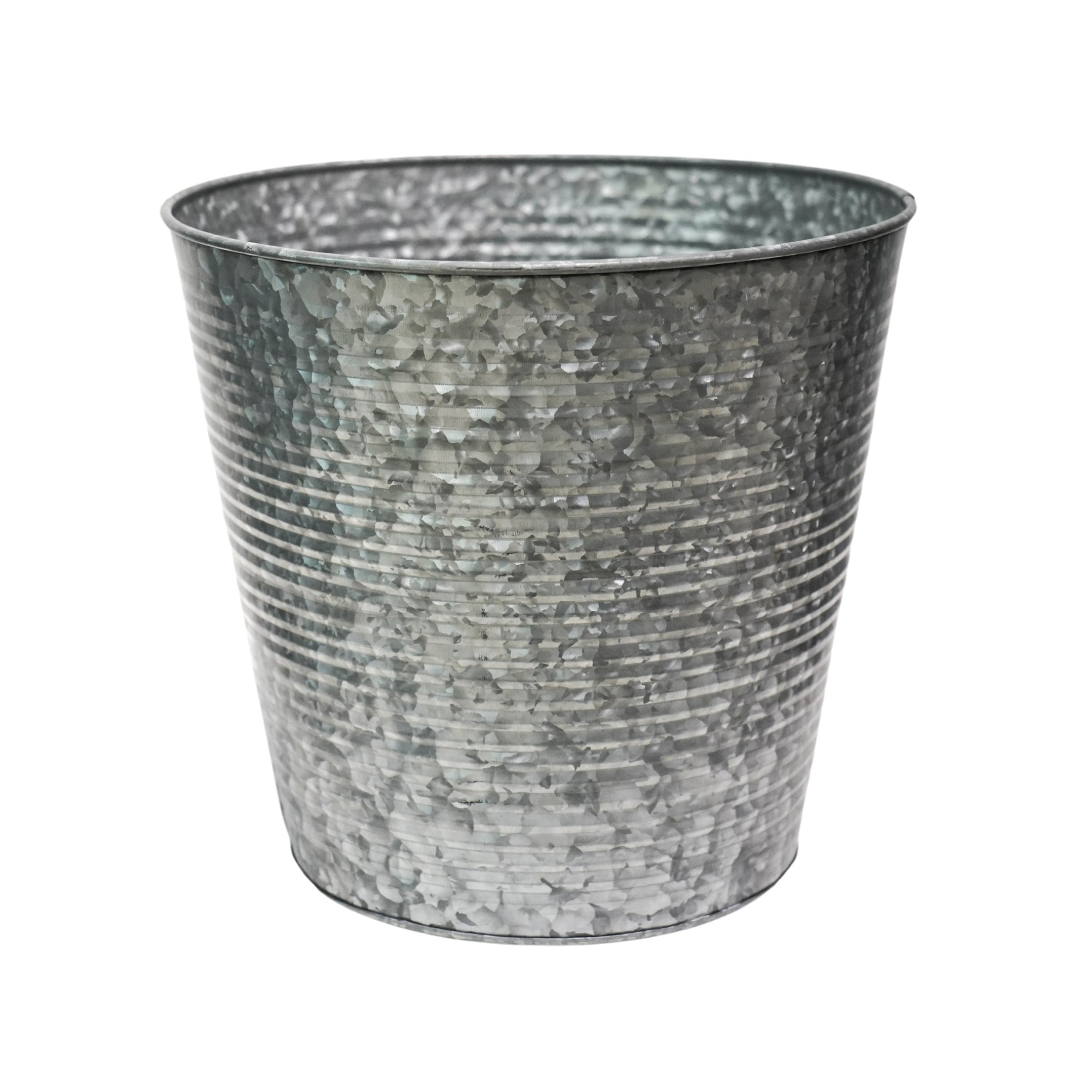 Ribbed Galvanised Planter Small