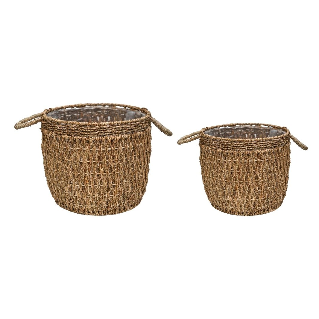 Seagrass Lined Basket Natural Set Of 2