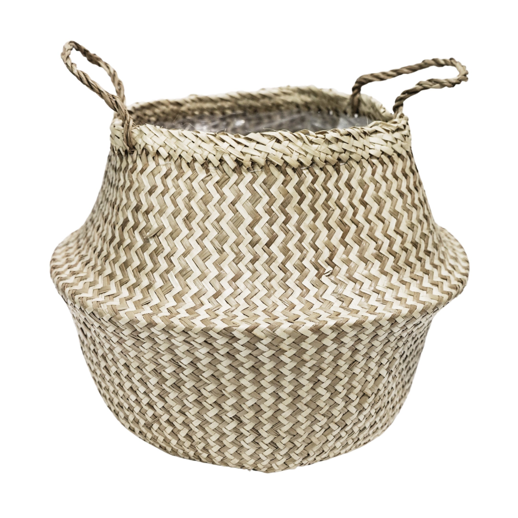 Seagrass Chevron White Lined Basket Medium