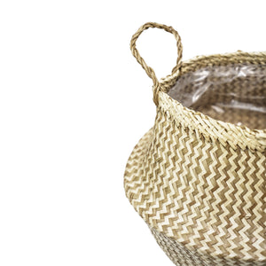 Seagrass Chevron White Lined Basket Medium