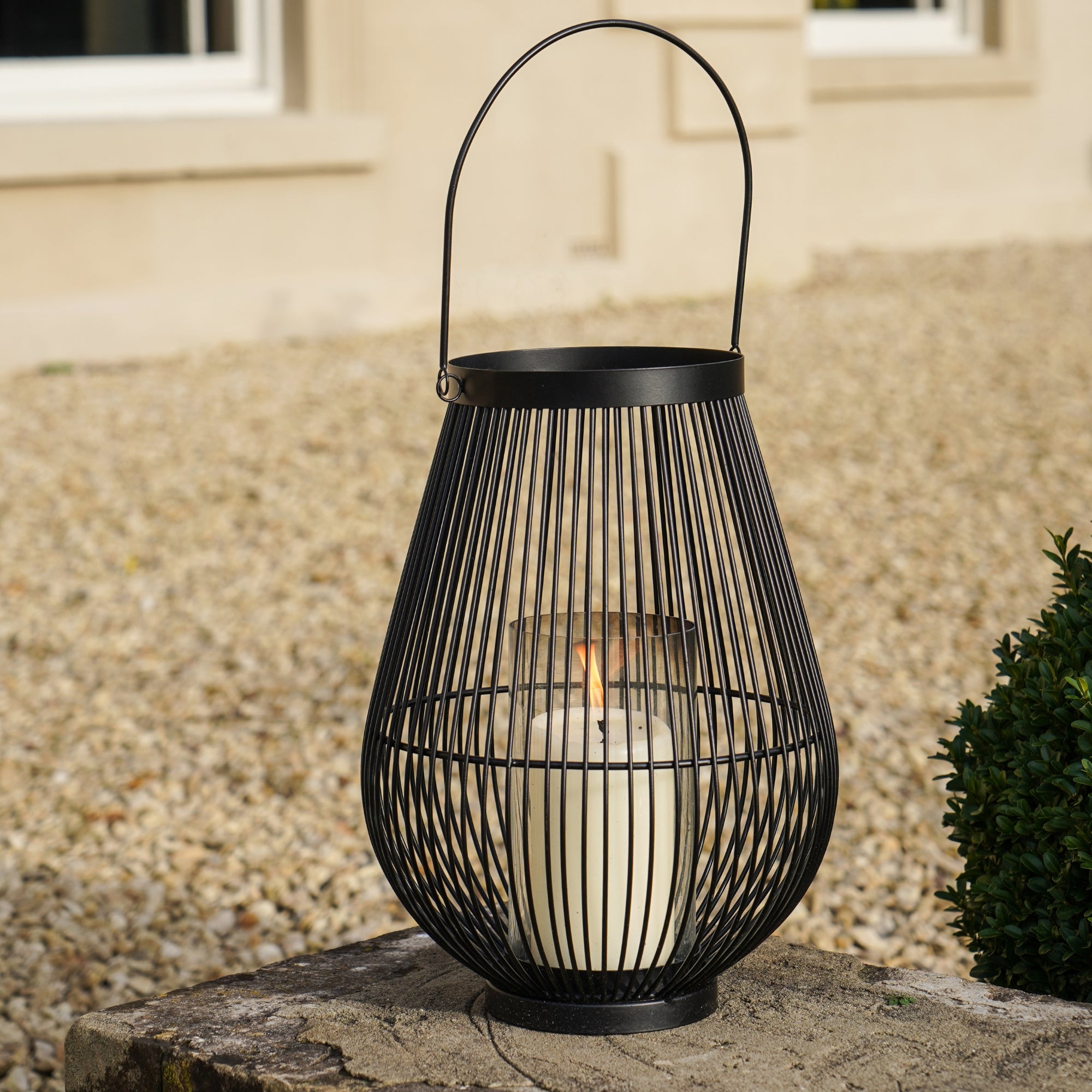 Venere Lantern With Glass Insert Black Small