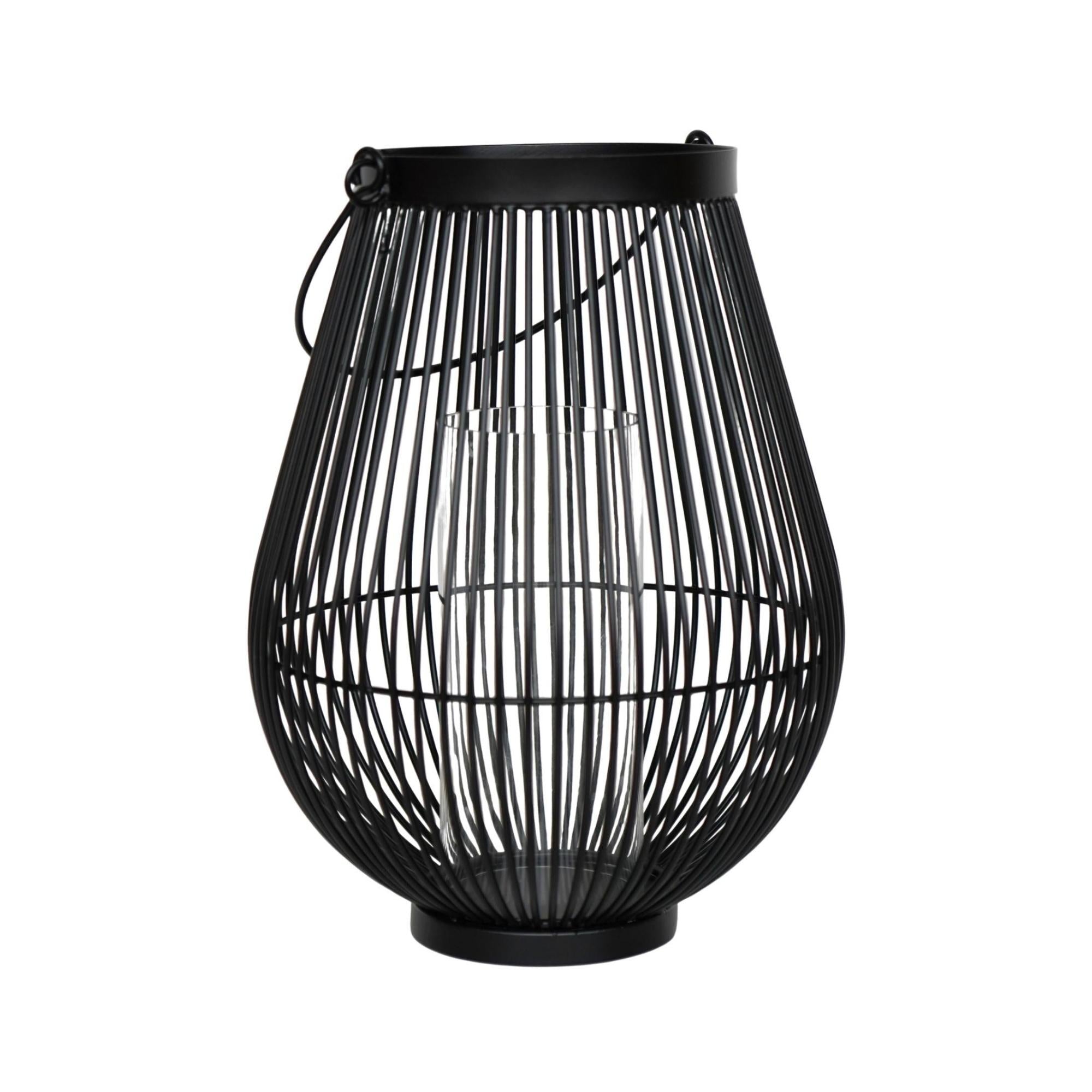 Venere Lantern With Glass Insert Black Large