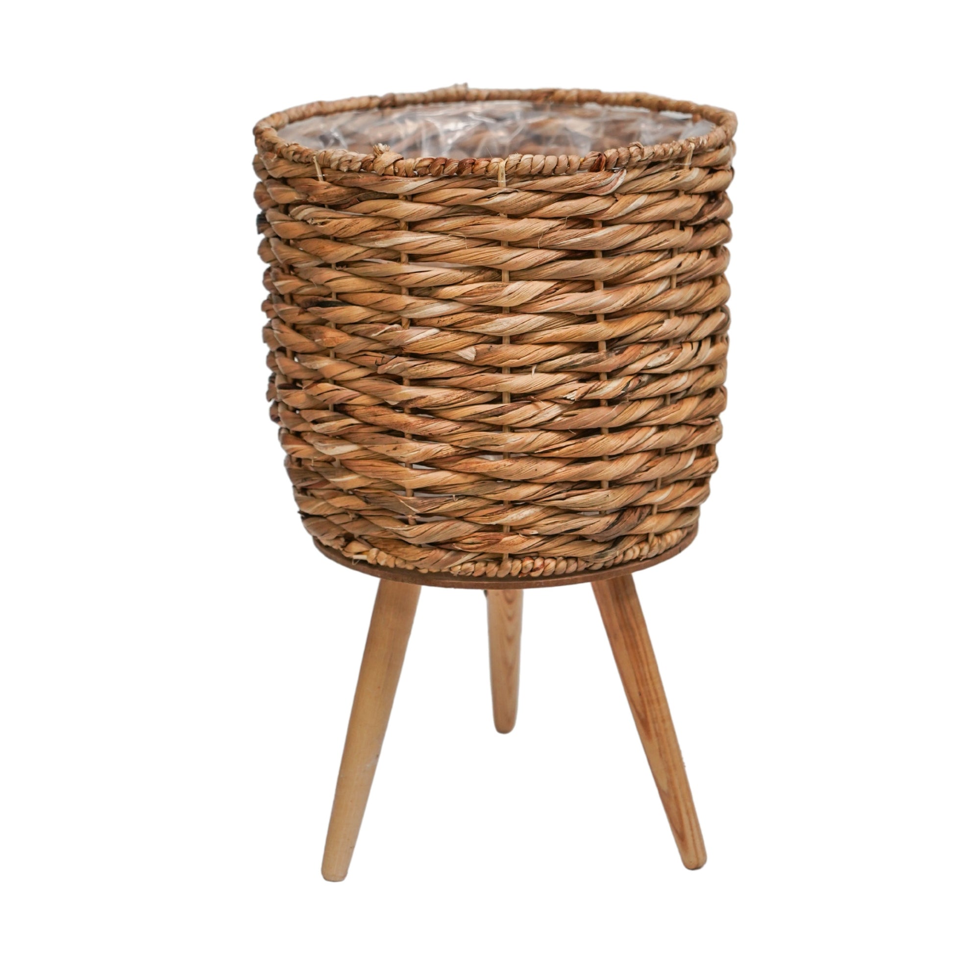 Water Hyacinth Lined Basket On Legs