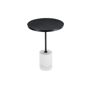 Basil Side Table Black Top White Marble