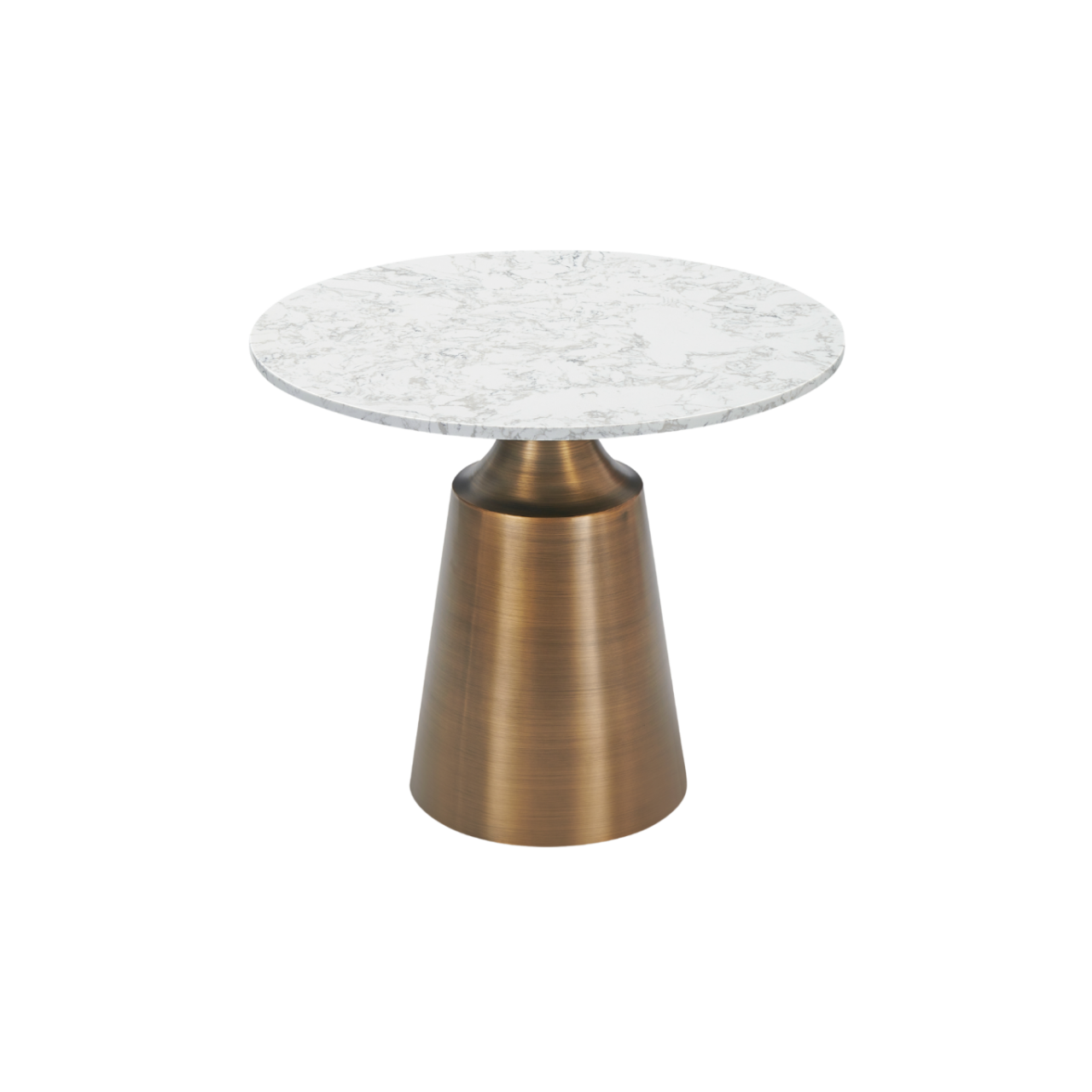 Olive Circular Dining Table White Faux Marble Top