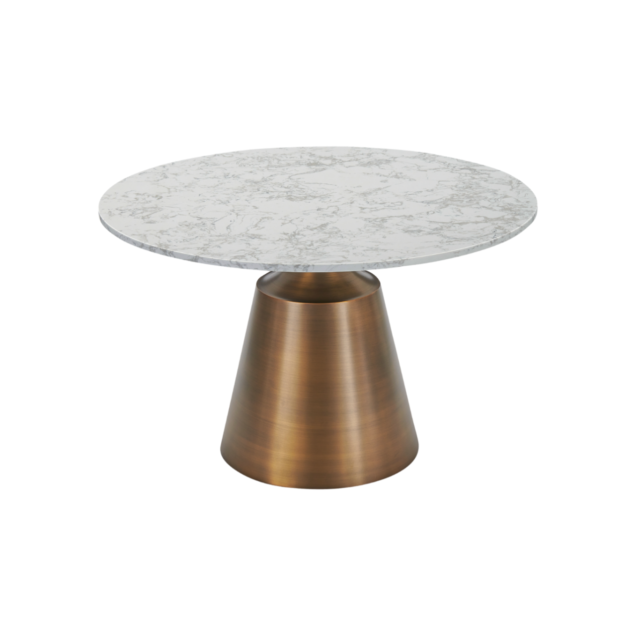 Olive Large Circular Dining Table White Faux Marble Top