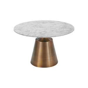 Olive Large Circular Dining Table White Faux Marble Top