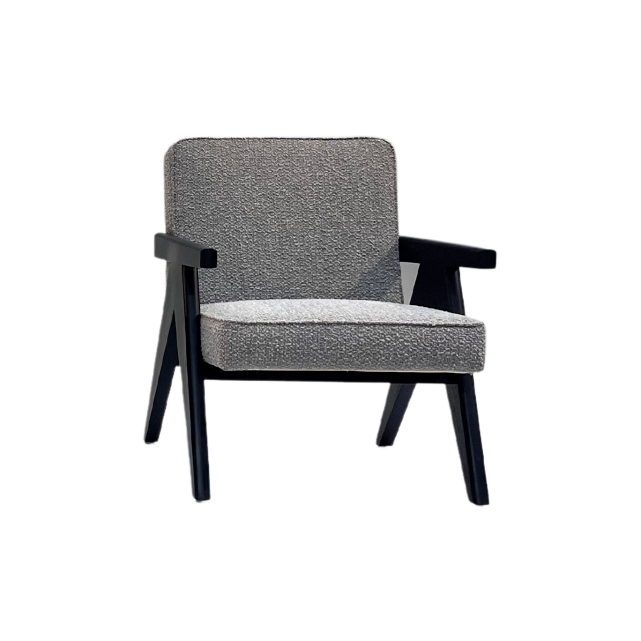 Ross Armchair Black Ash Frame Grey Boucle