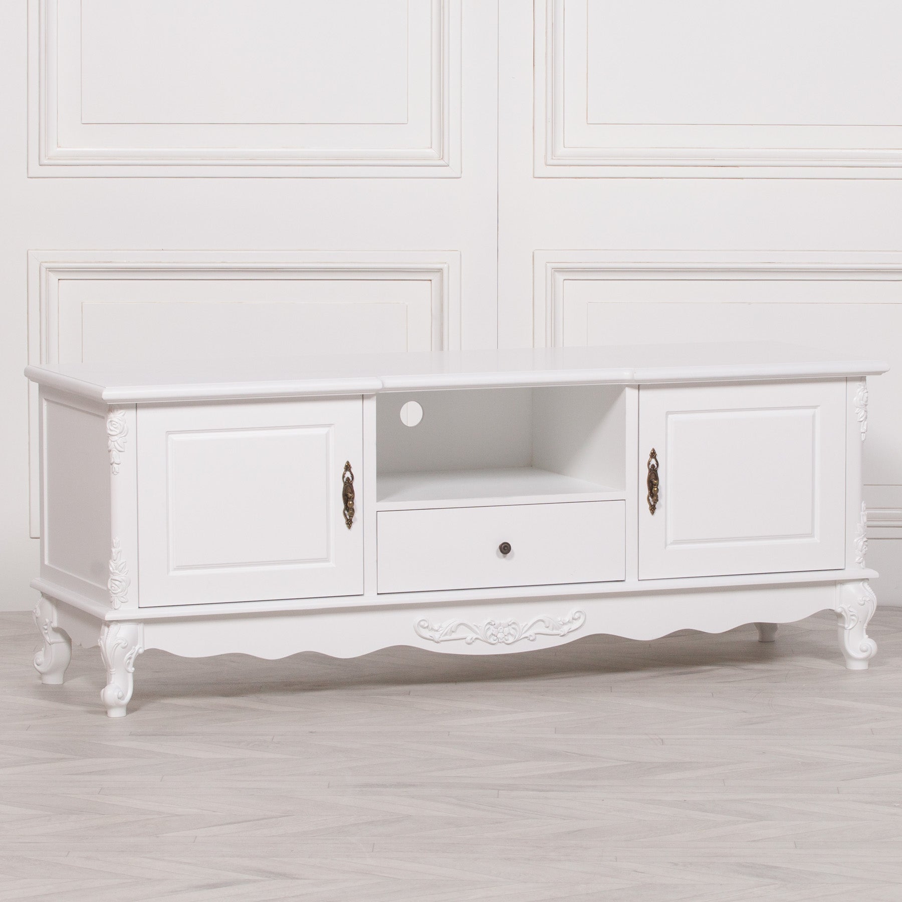 French White Large Cabinet TV Unit