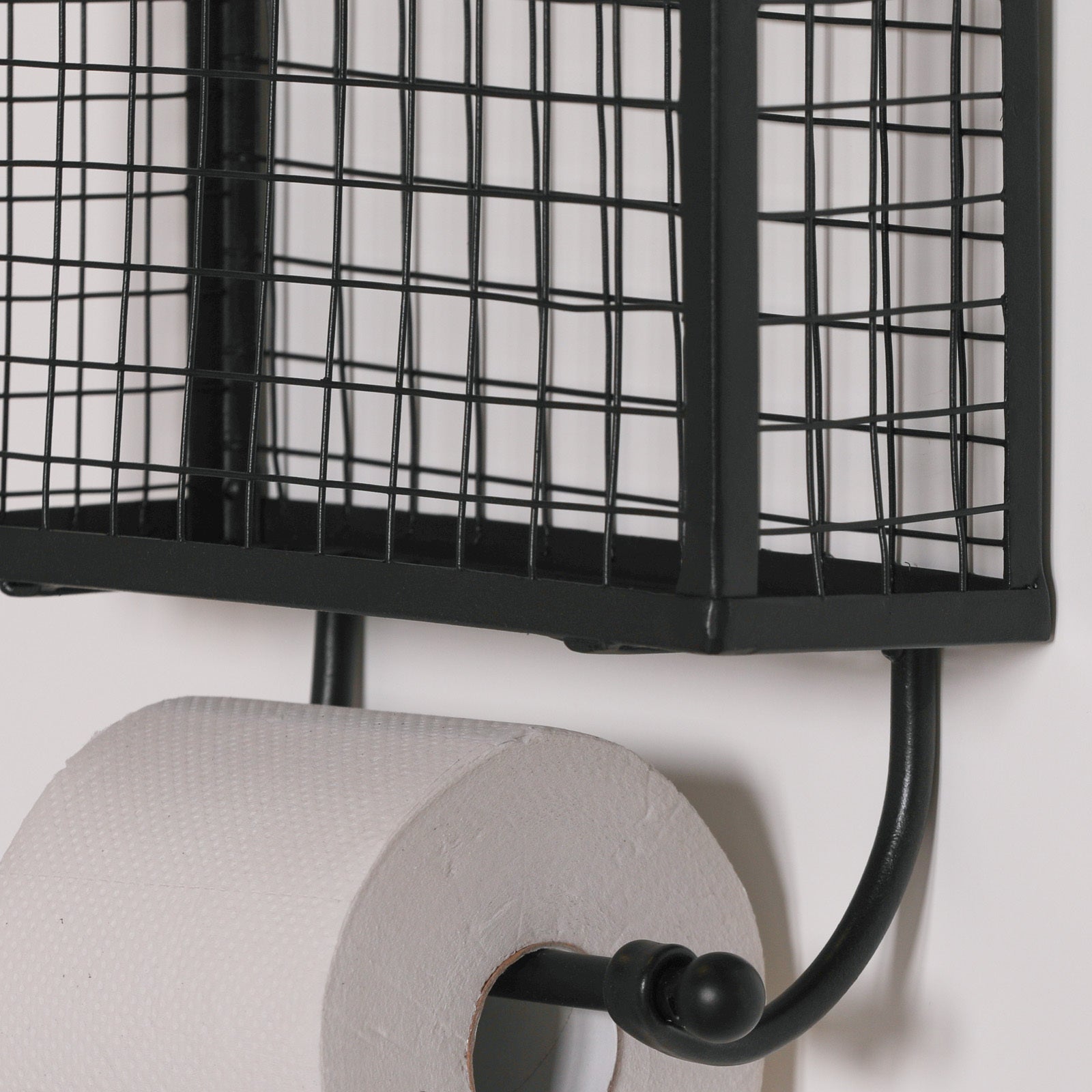 Black Wire Toilet Roll and Magazine Holder