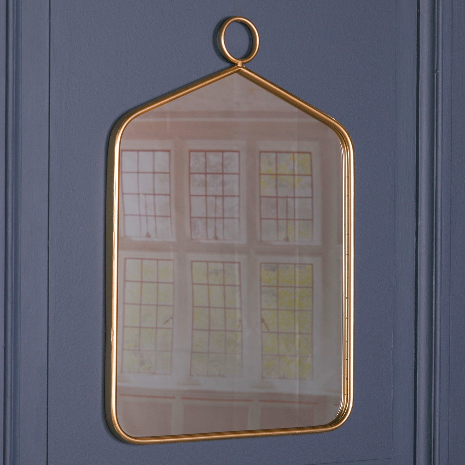 Gold Rectangular Hook Wall Mirror