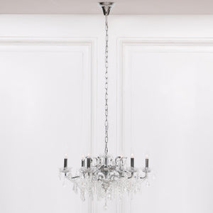 Chrome 6 Branch Shallow Cut Glass Chandelier